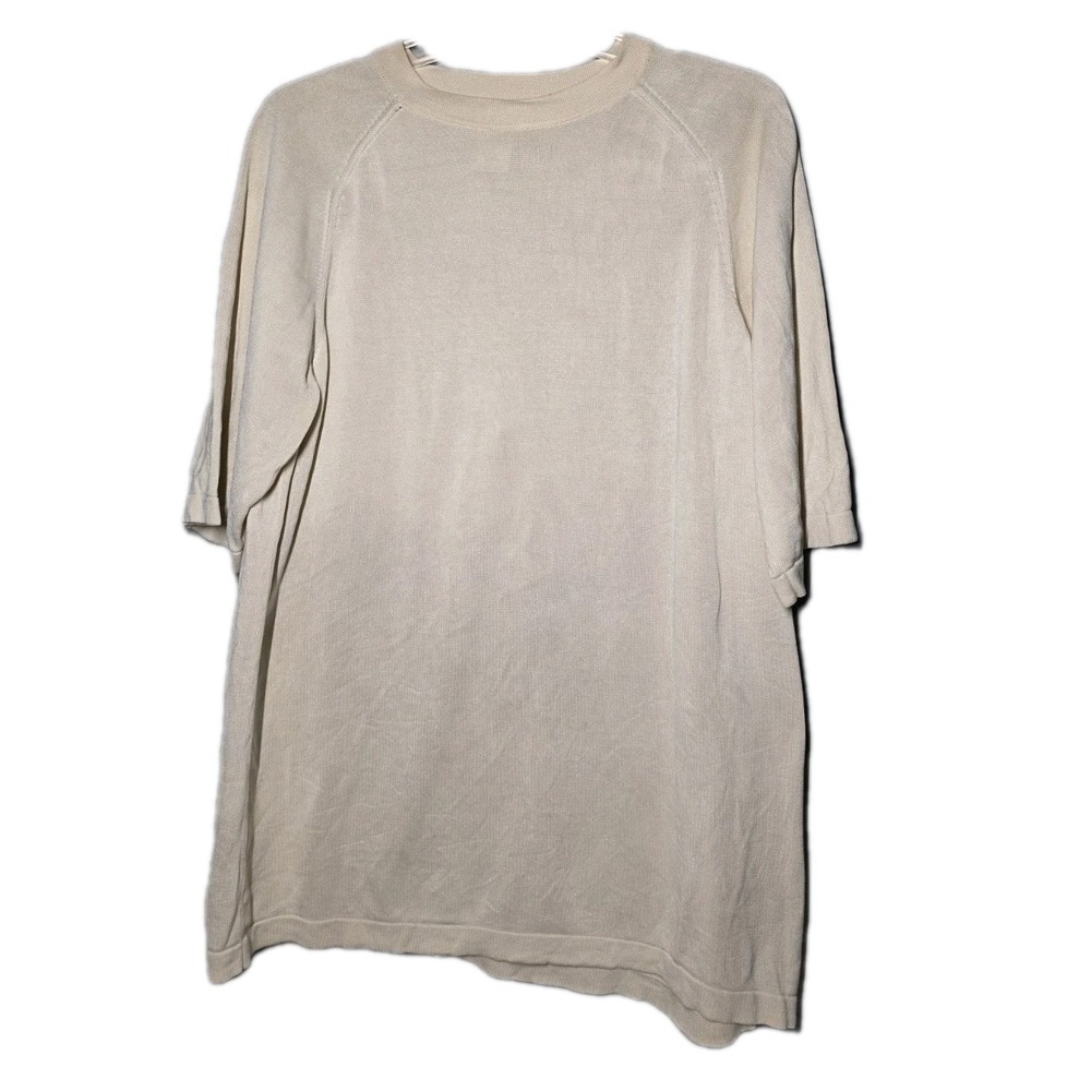 Vintage 90s Norm Thompson Sweater Tee Mens Large Solid Silk Beige Crewneck